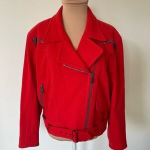 Mondi Vintage 90s Y2K Wool Blend Red Zipper Accent Motorcycle Jacket IT 36 US 0